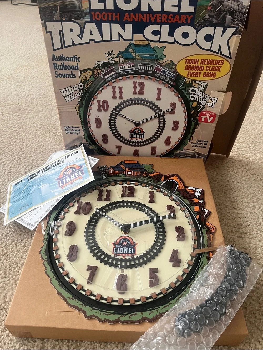 Lionel Green and Cream 100th Anniversary Train Wall Clock